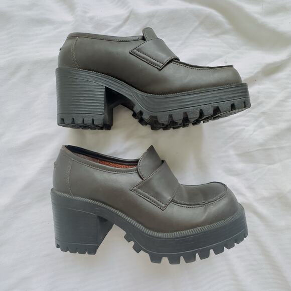 Vintage Lower East Side Brown Chunky Platform Loafers – Size 5.5 – Faux Leather - Picture 8 of 11